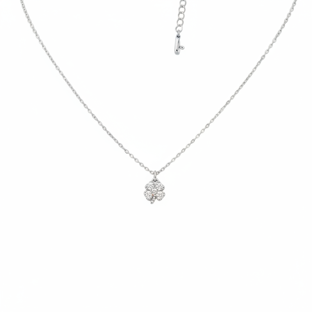 Collana quadrifoglio glitter in 2 colori