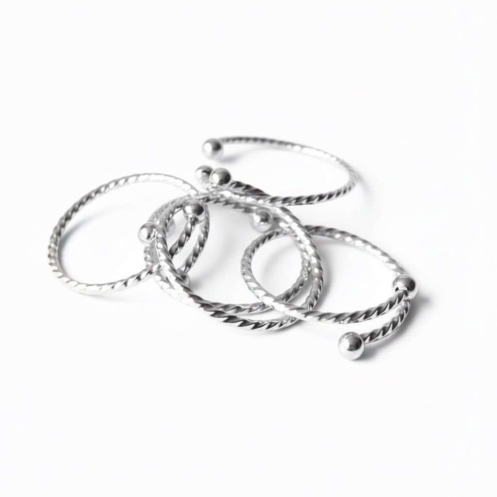 Anelli set da 5 zigrinati in 2 colori