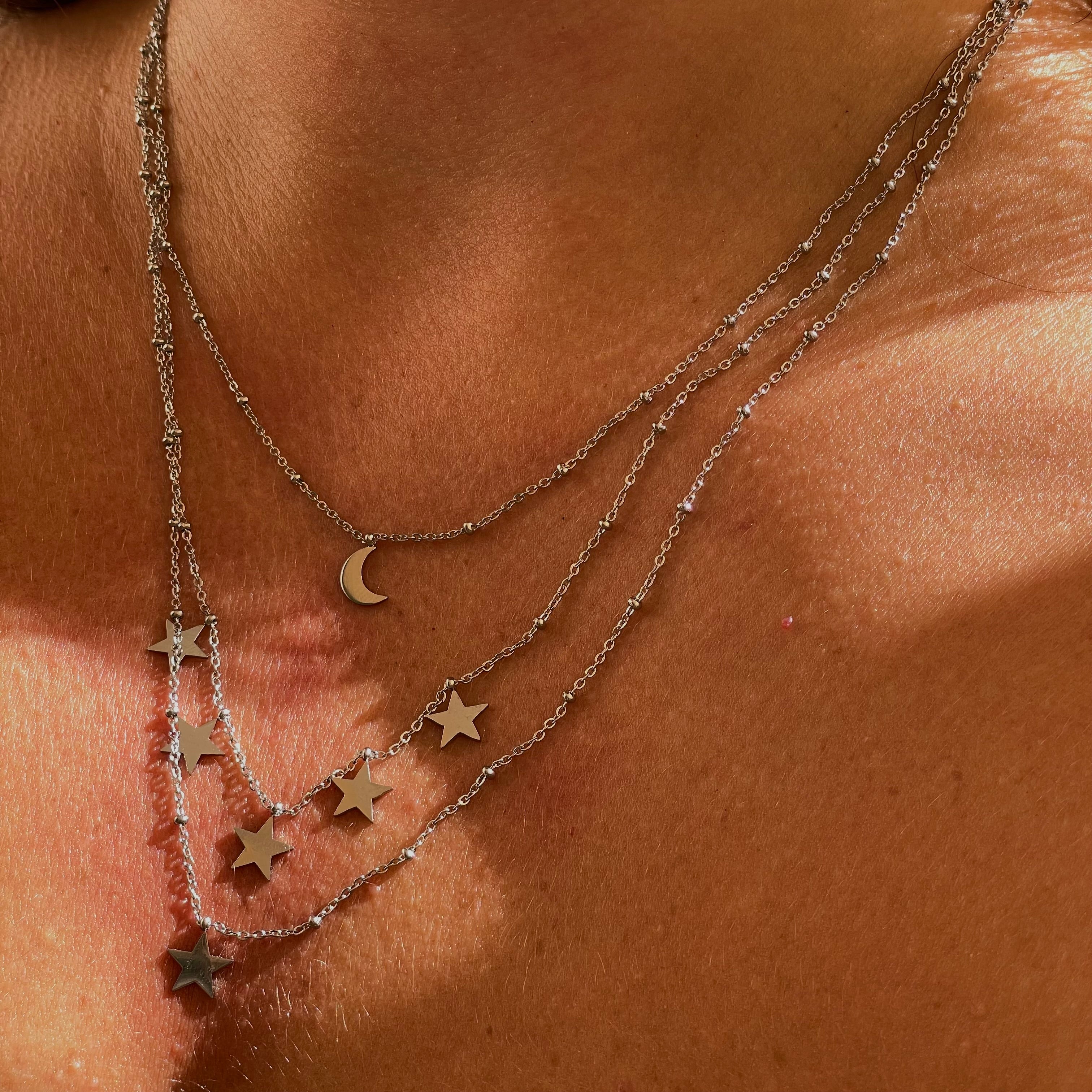 Collana galassia a tre giri in 2 colori
