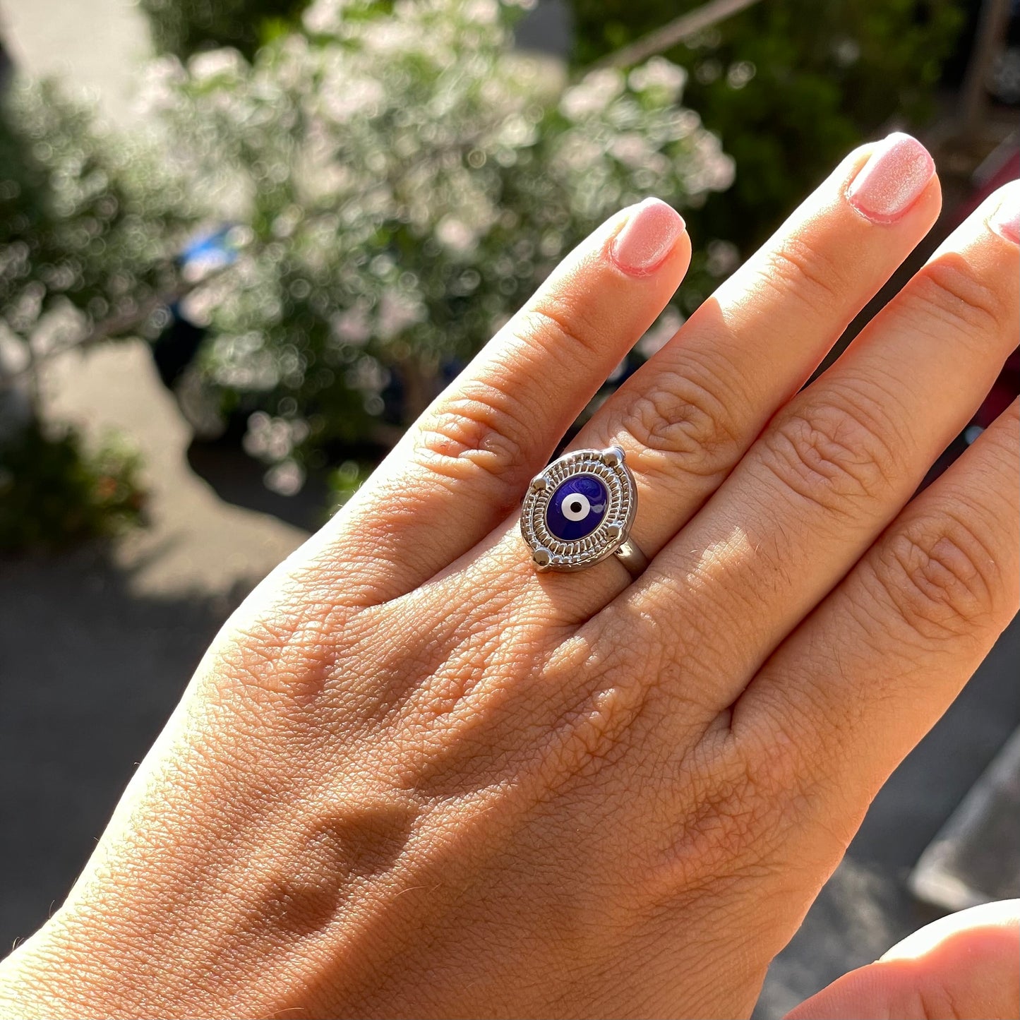 Anello occhio di Allah tondo in 2 colori