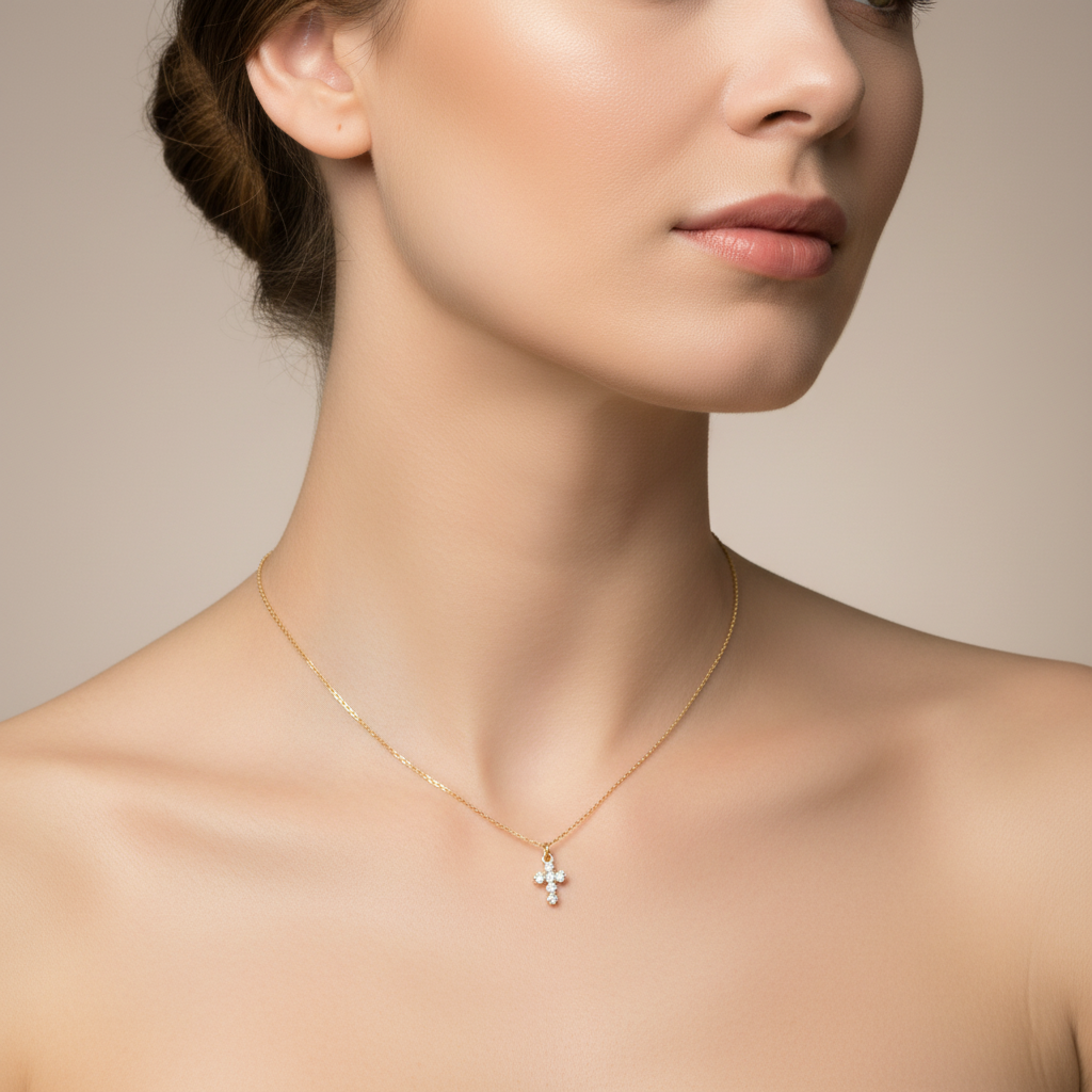 Collana croce in 2 colori