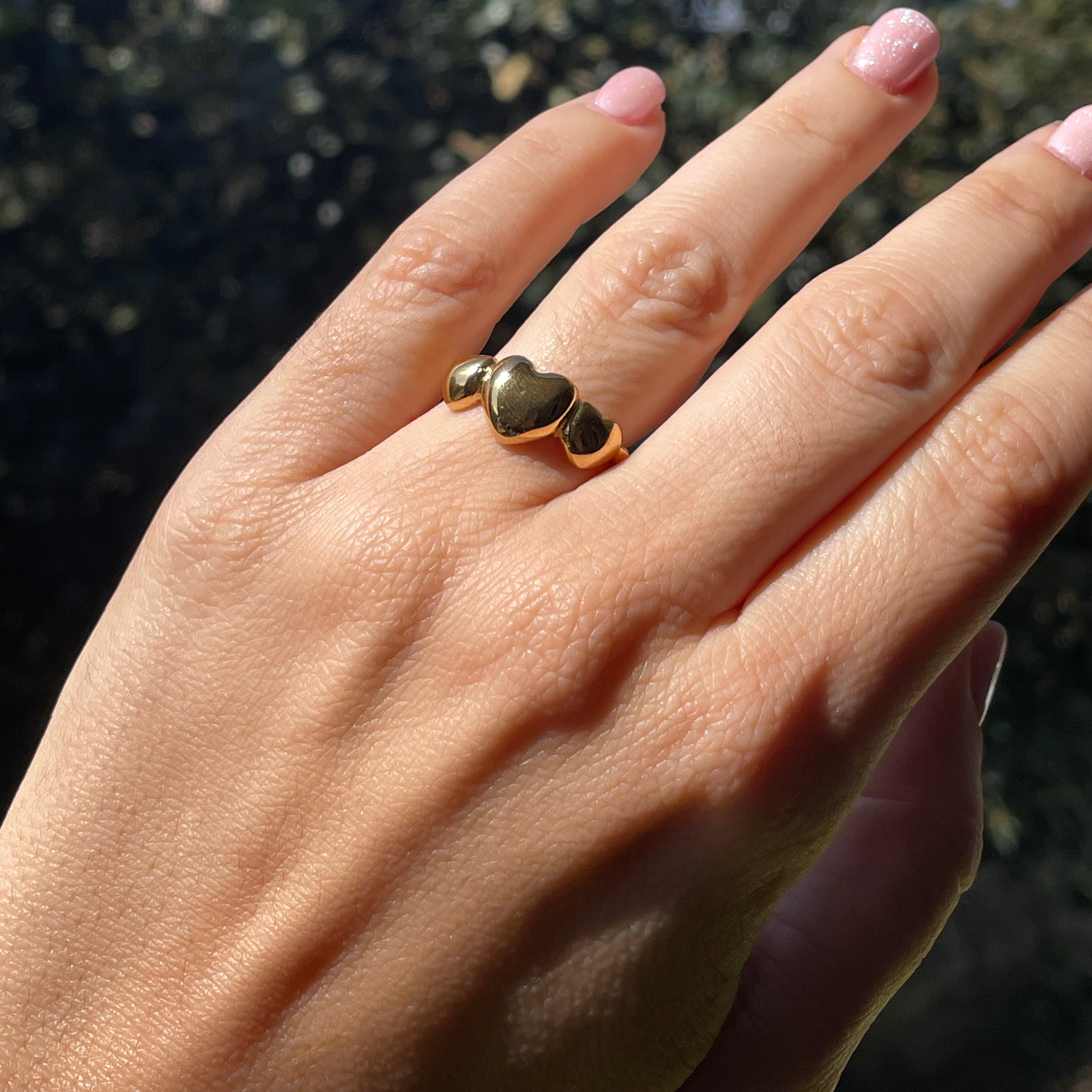 Anello tre cuori in 2 colori