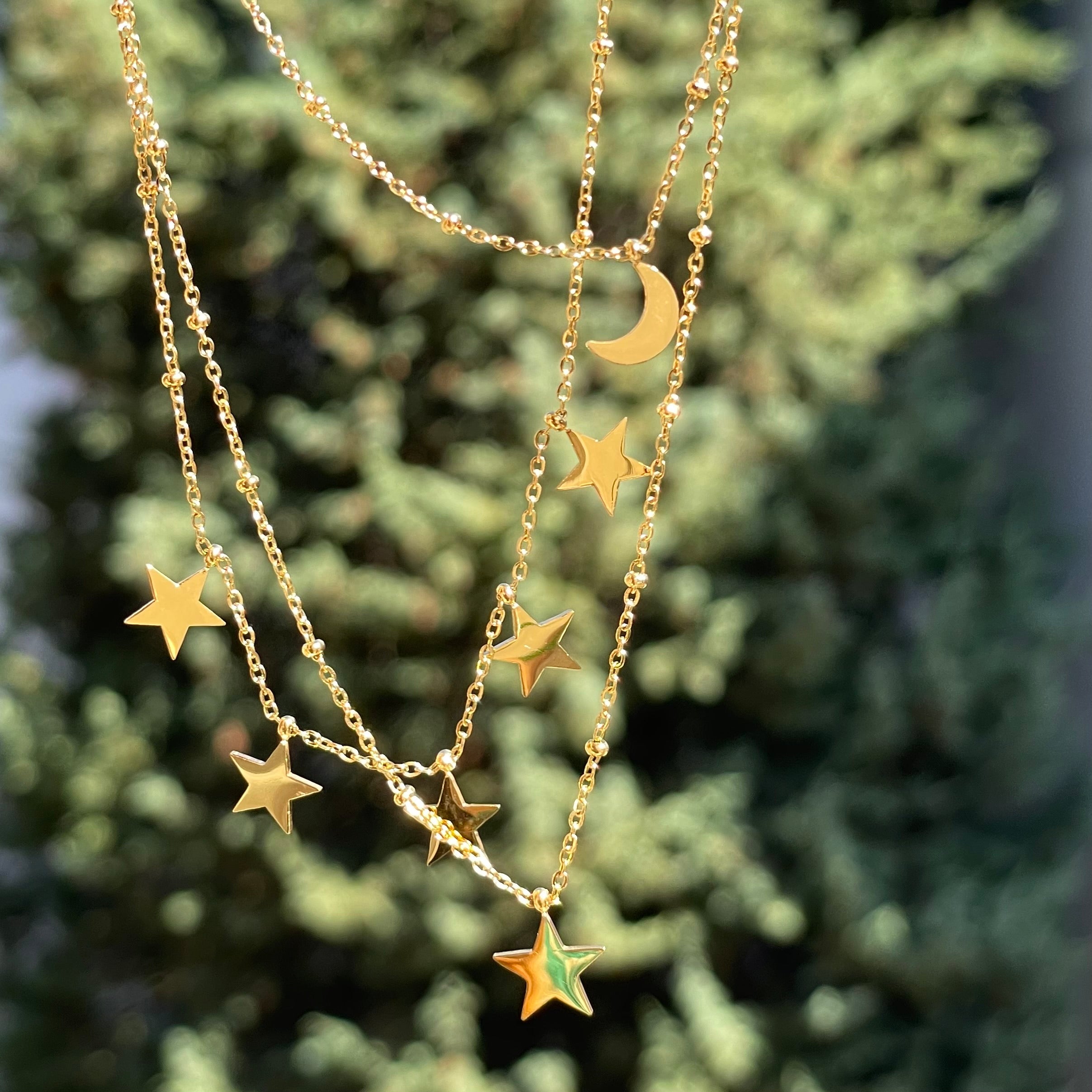 Collana galassia a tre giri in 2 colori