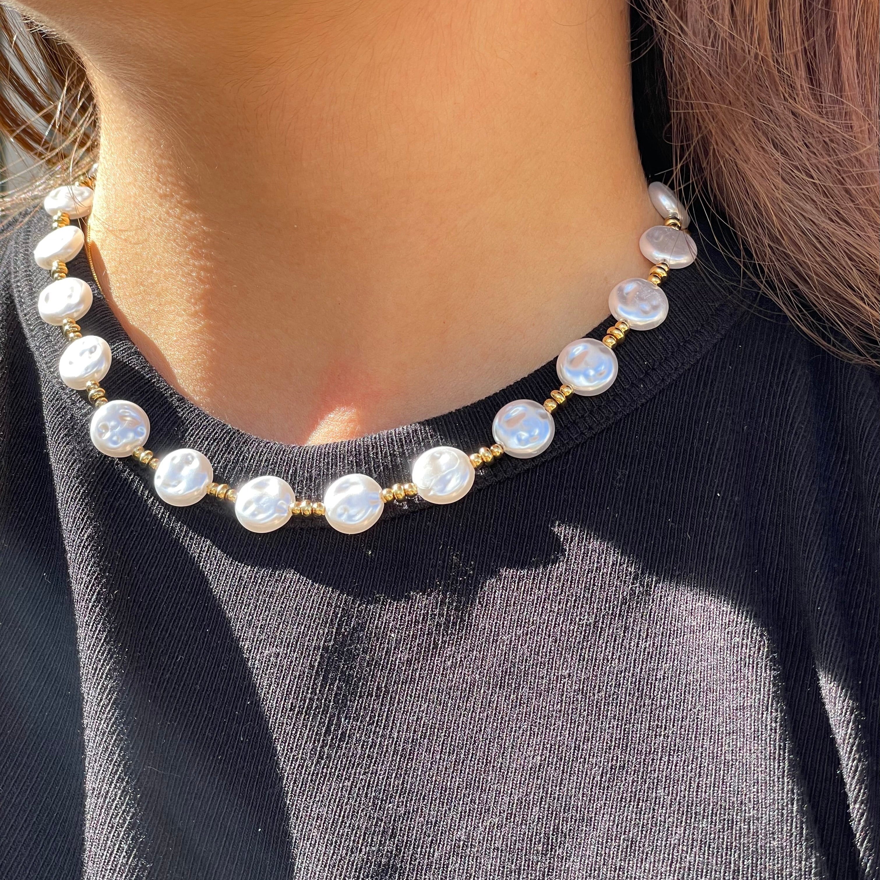 Collana di perle grandi in 2 colori