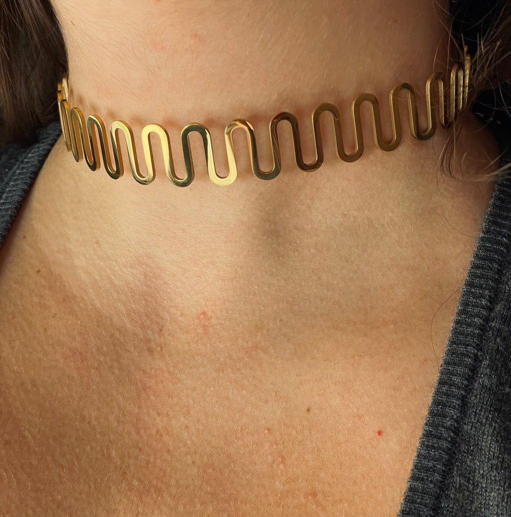 Collana rigida ondulata in 2 colori