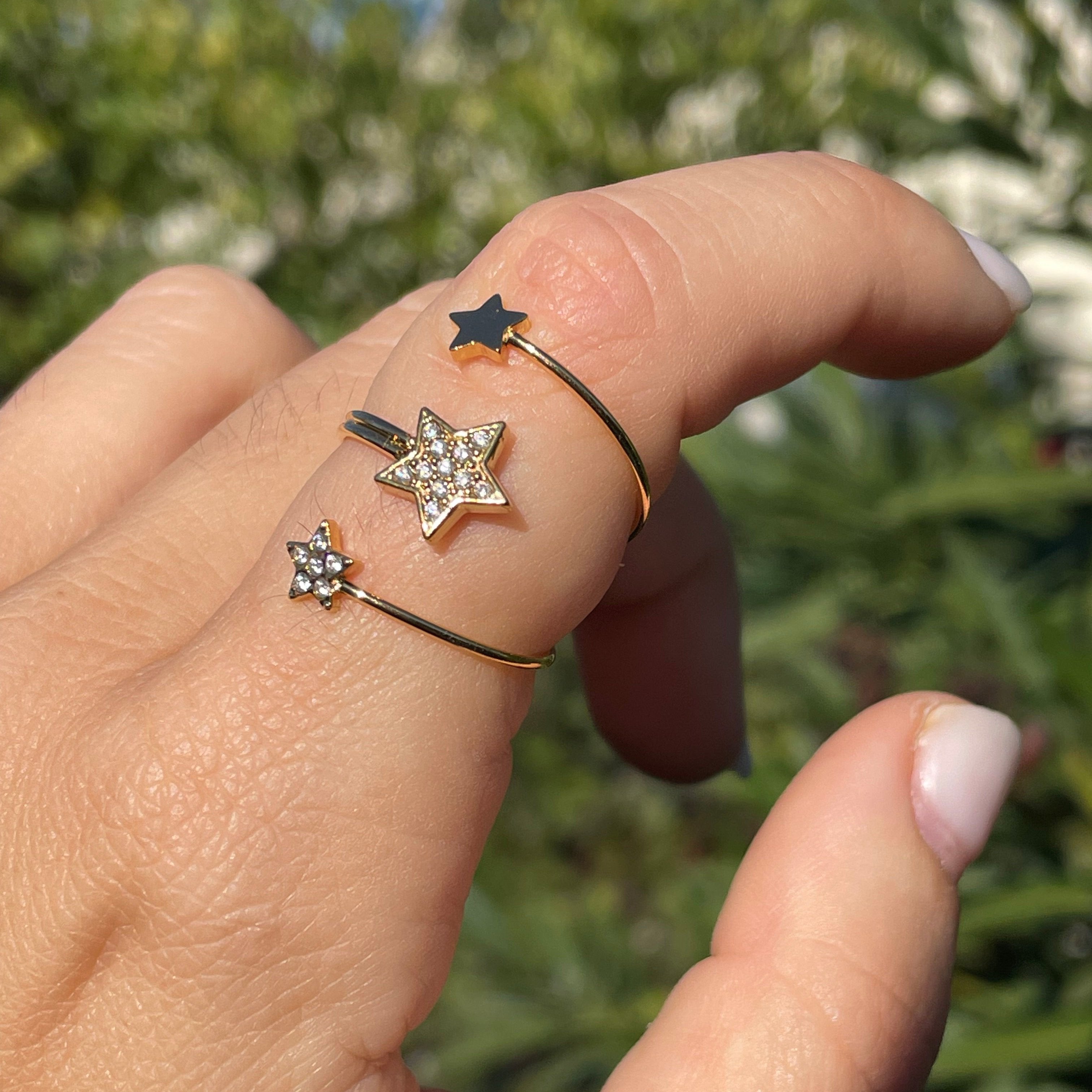 Anello tre stelline in 2 colori