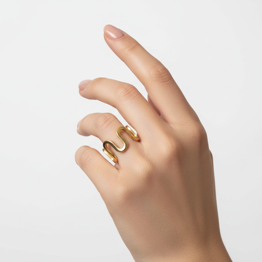 Anello ondulato in 2 colori