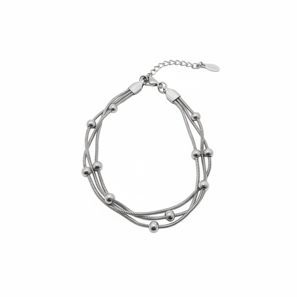 Bracciale pallini a tre in 2 colori