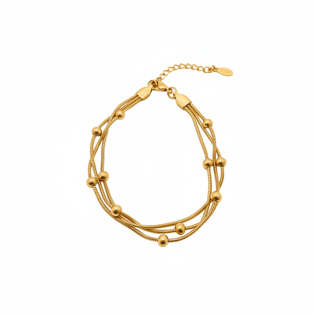 Bracciale pallini a tre in 2 colori