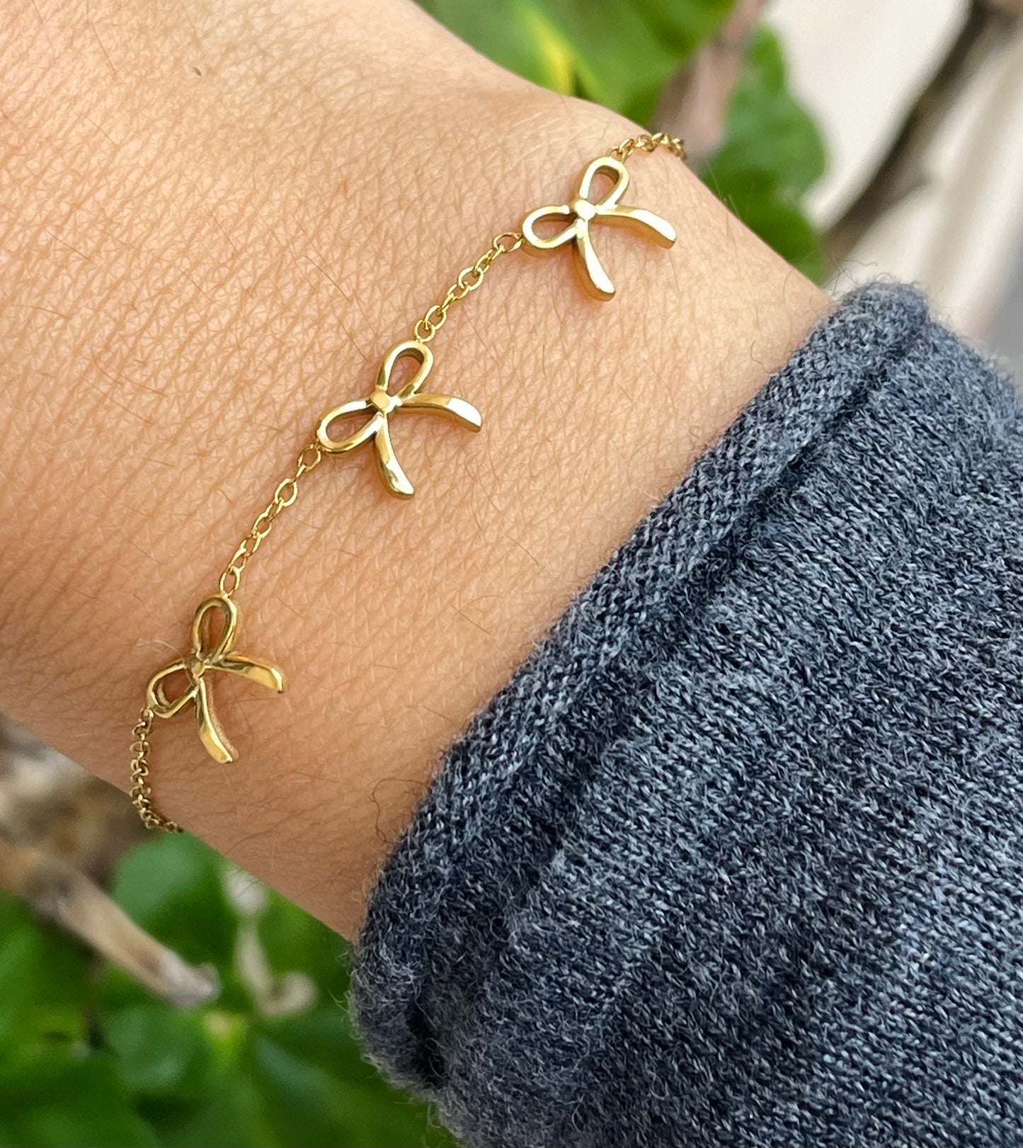 Bracciale tre fiocchetti in 2 colori