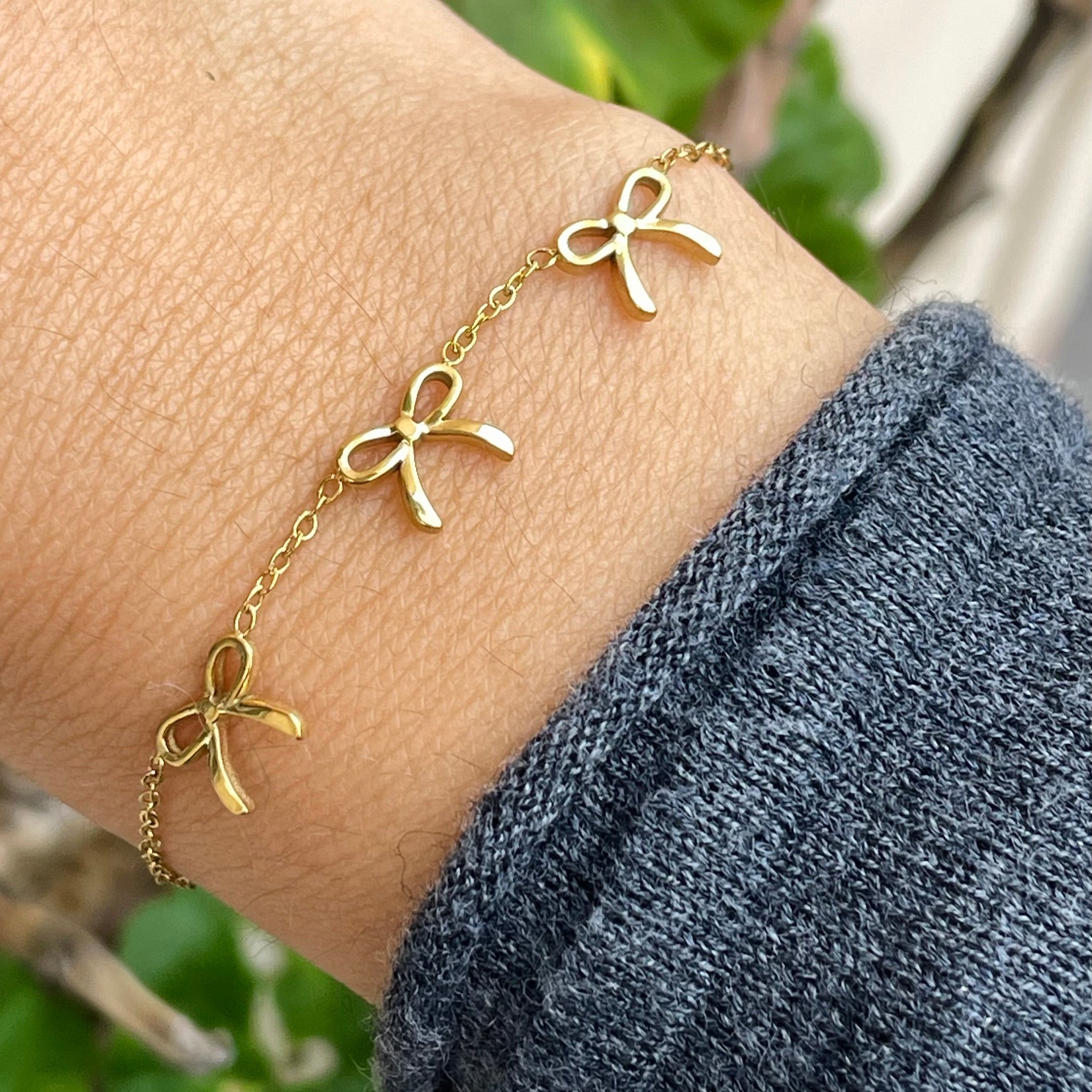 Bracciale tre fiocchetti in 2 colori