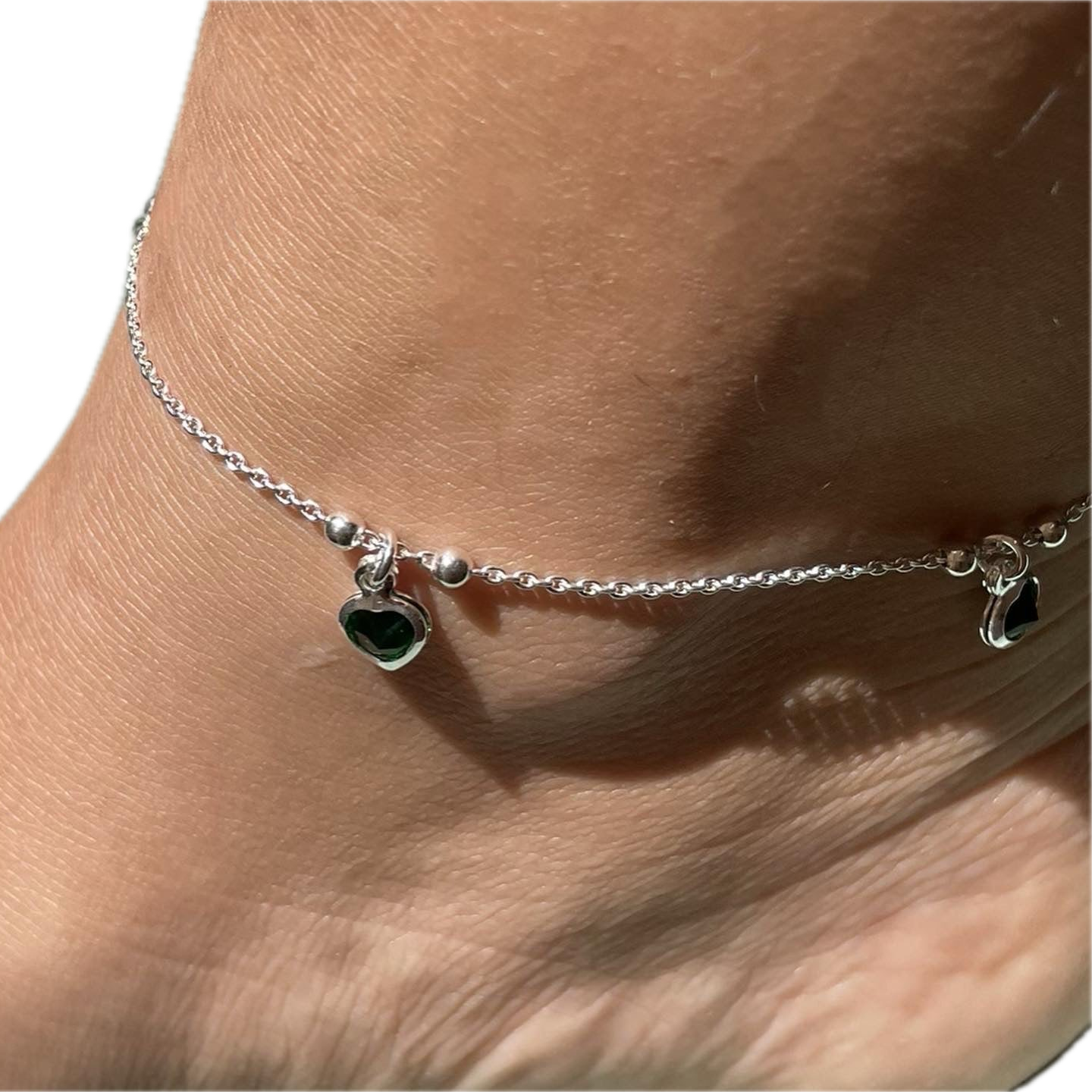Cavigliera con cuori pendenti in 3 colori
