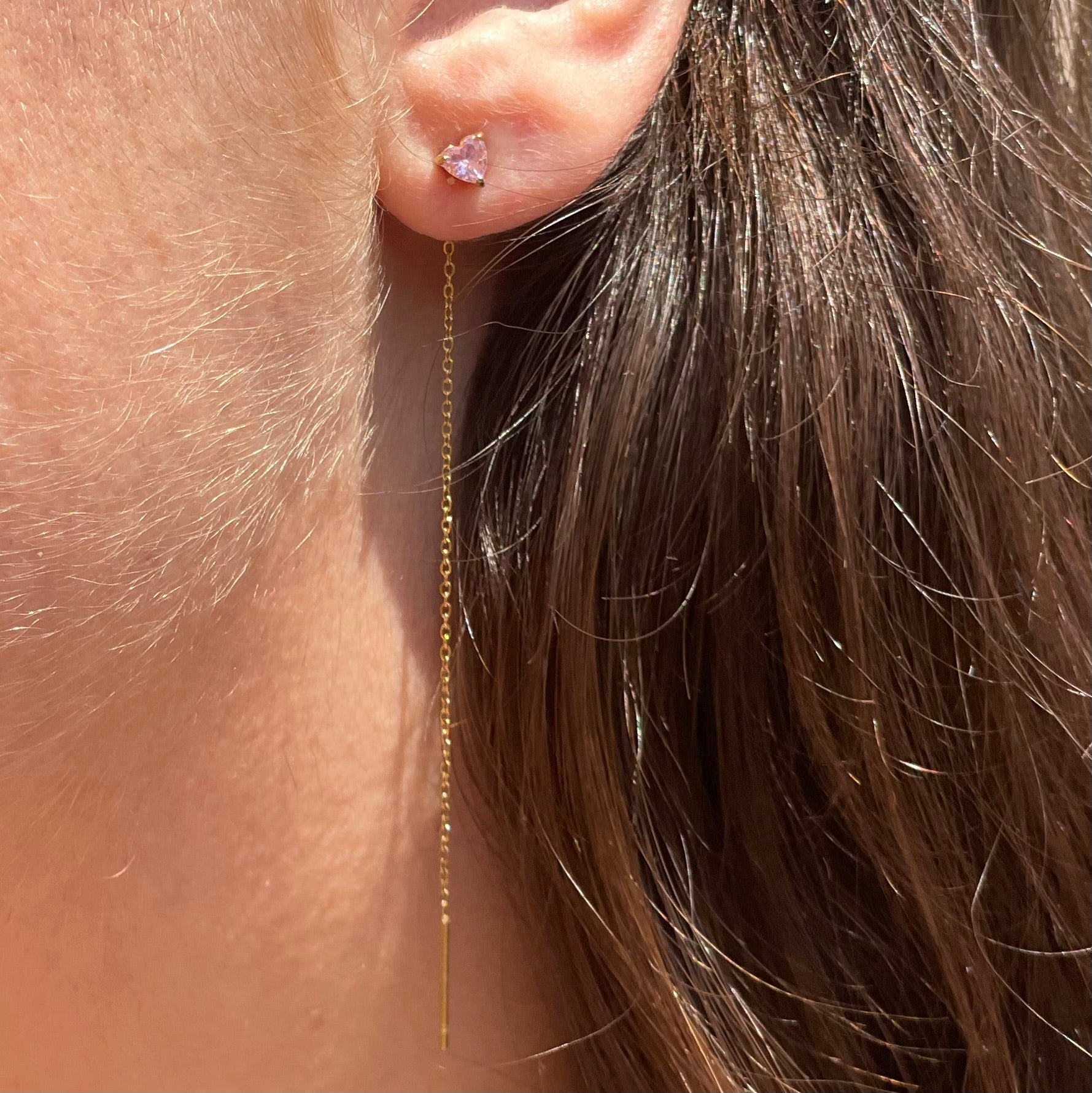 Orecchino sali e scendi cuore e zircone in 2 colori
