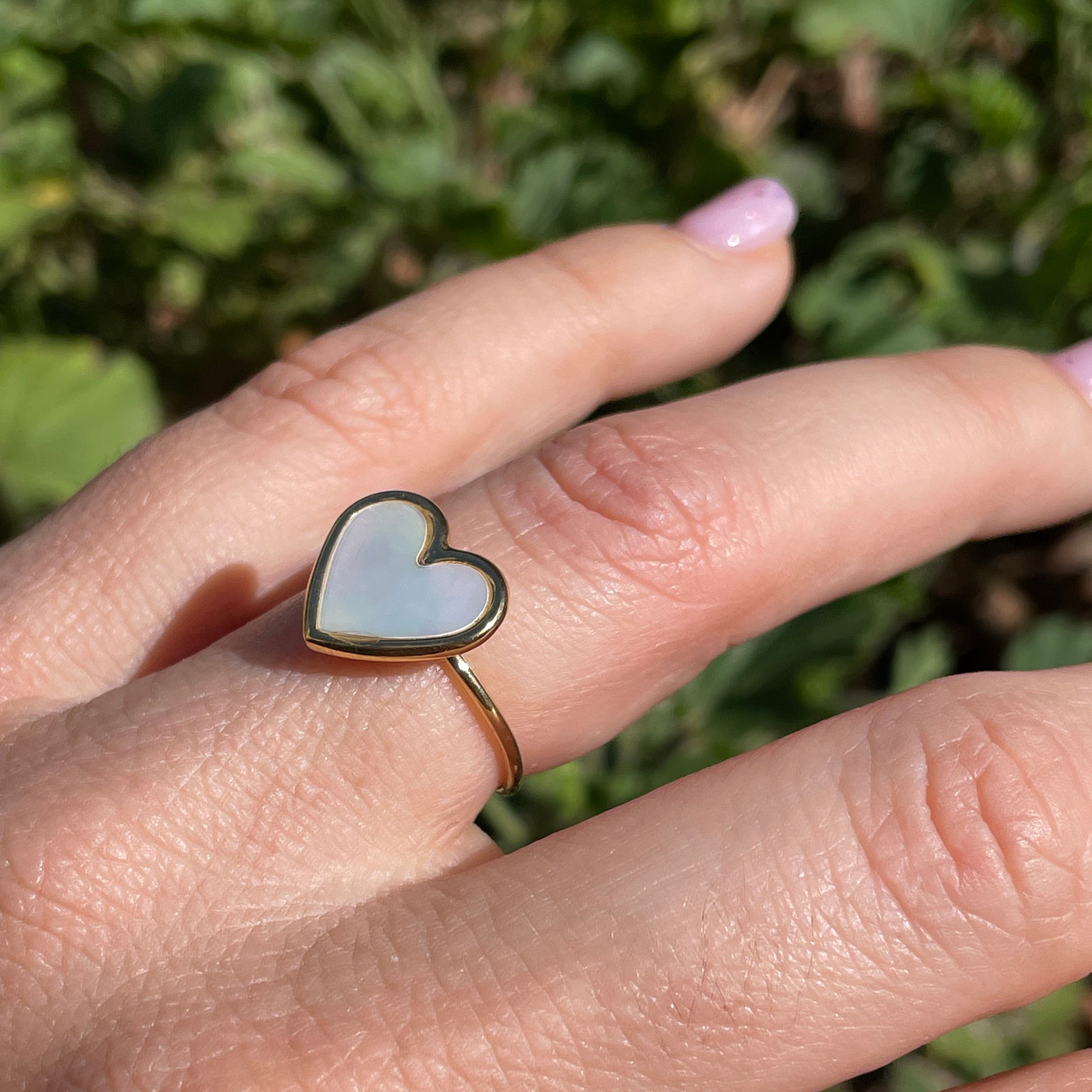 Anello con cuore perlato in 2 colori