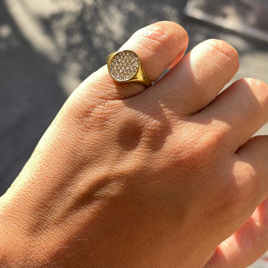 Anello Chevalier tondo glitter in 2 colori