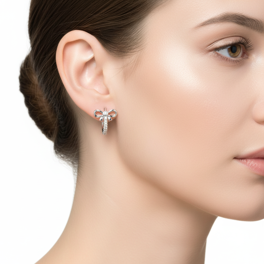 Orecchino fiocco piccolo in 2 colori