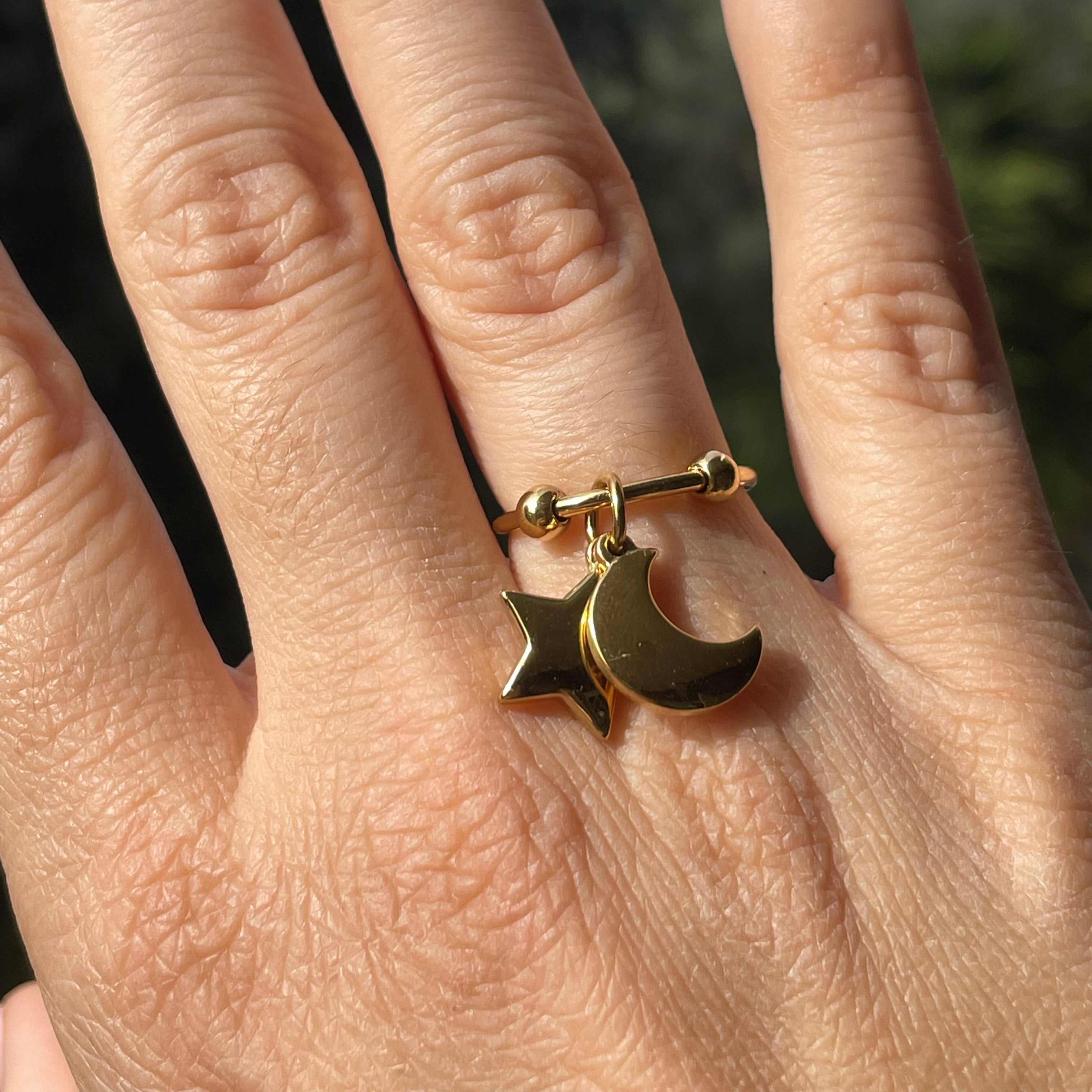 Anello luna e stella in 2 colori