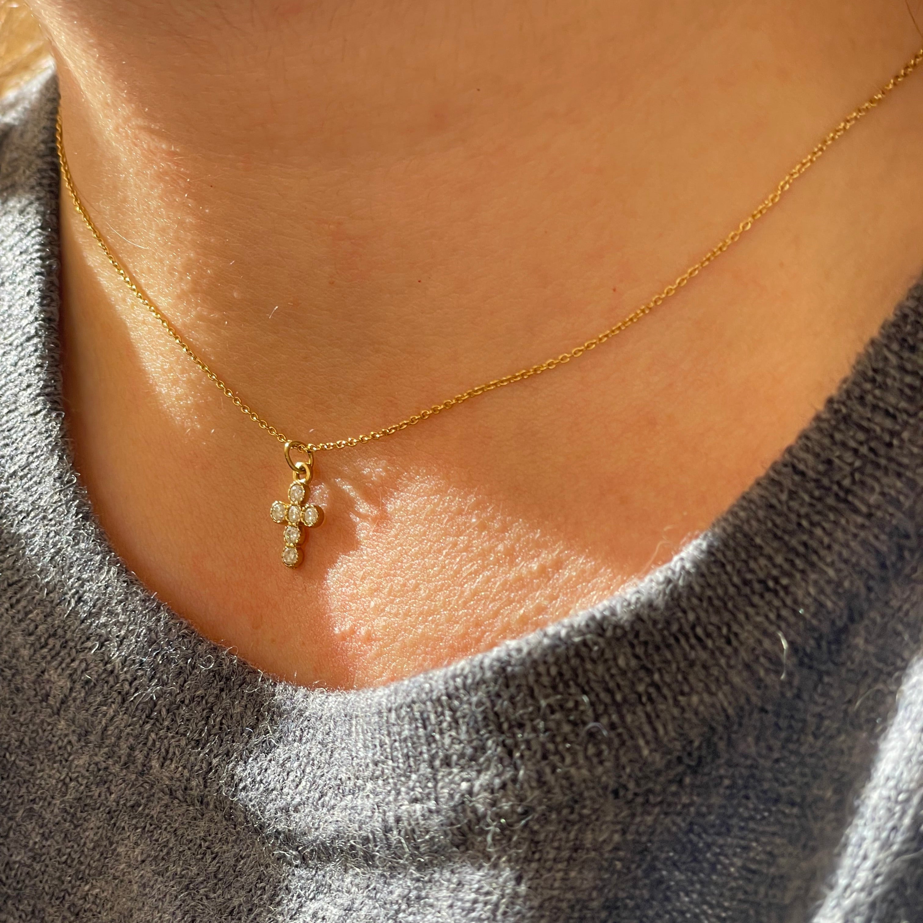 Collana croce in 2 colori