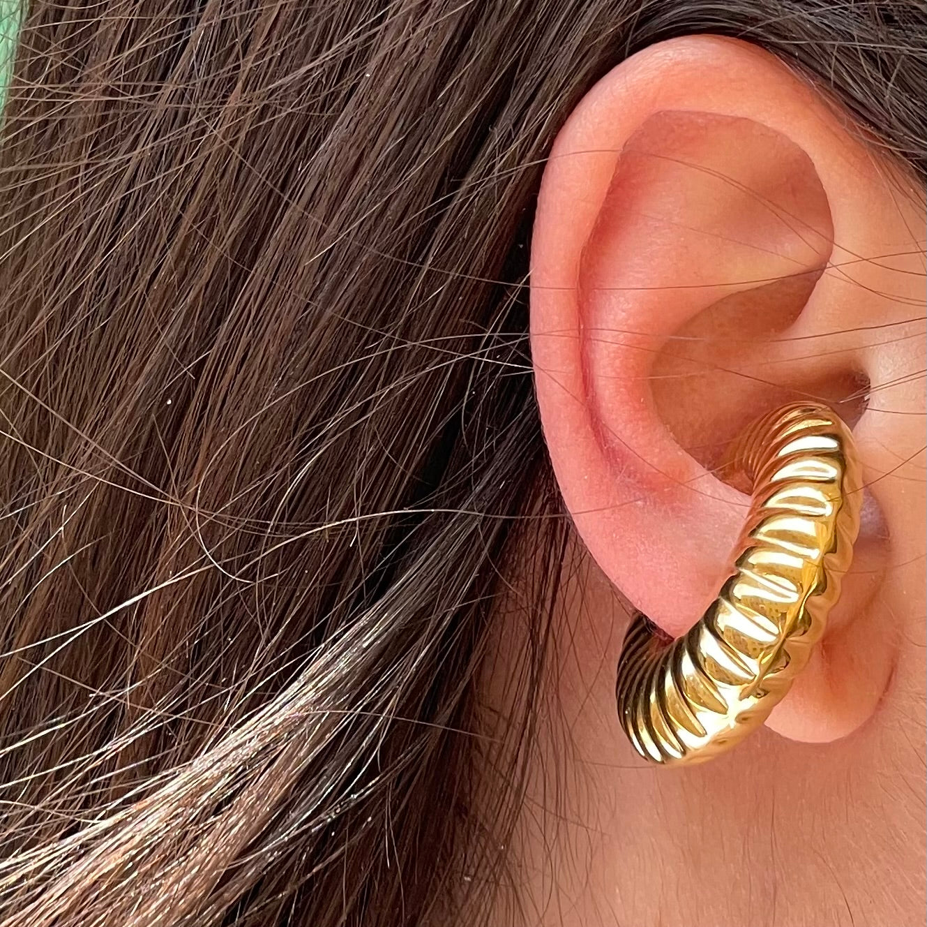 Ear cuff rigato grande doppio in 2 colori