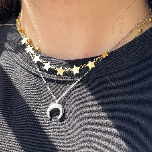 Collana mezza luna in 2 colori