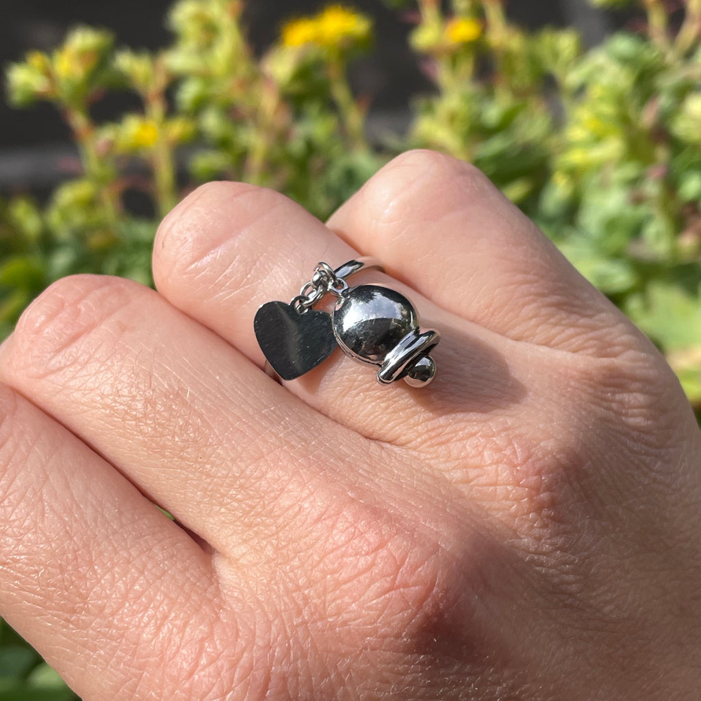Anello campanella e cuoricino in 2 colori