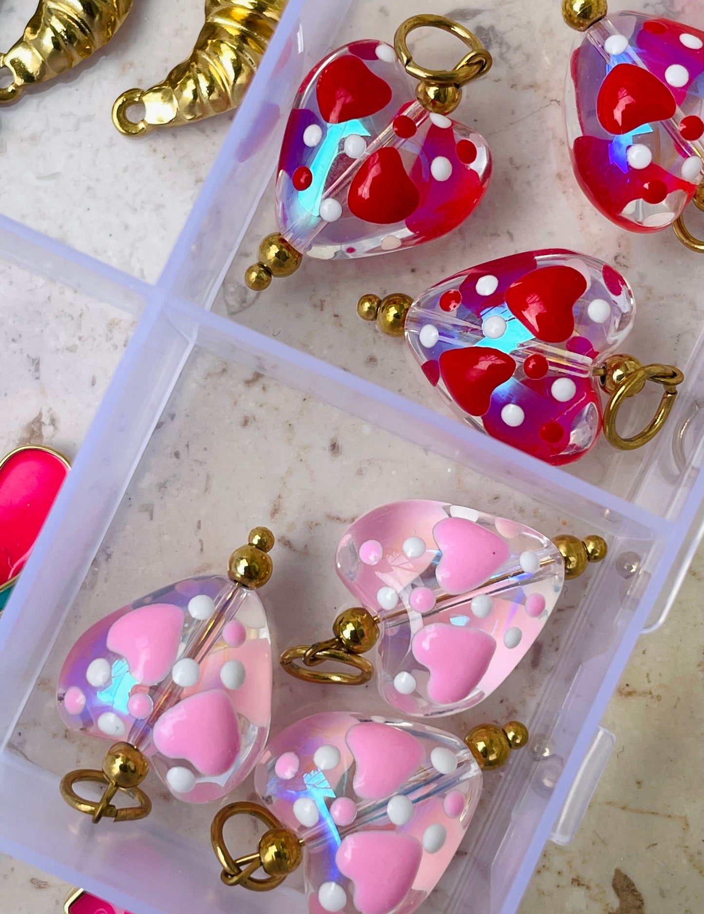 Charm Cuore a pois in 2 colori