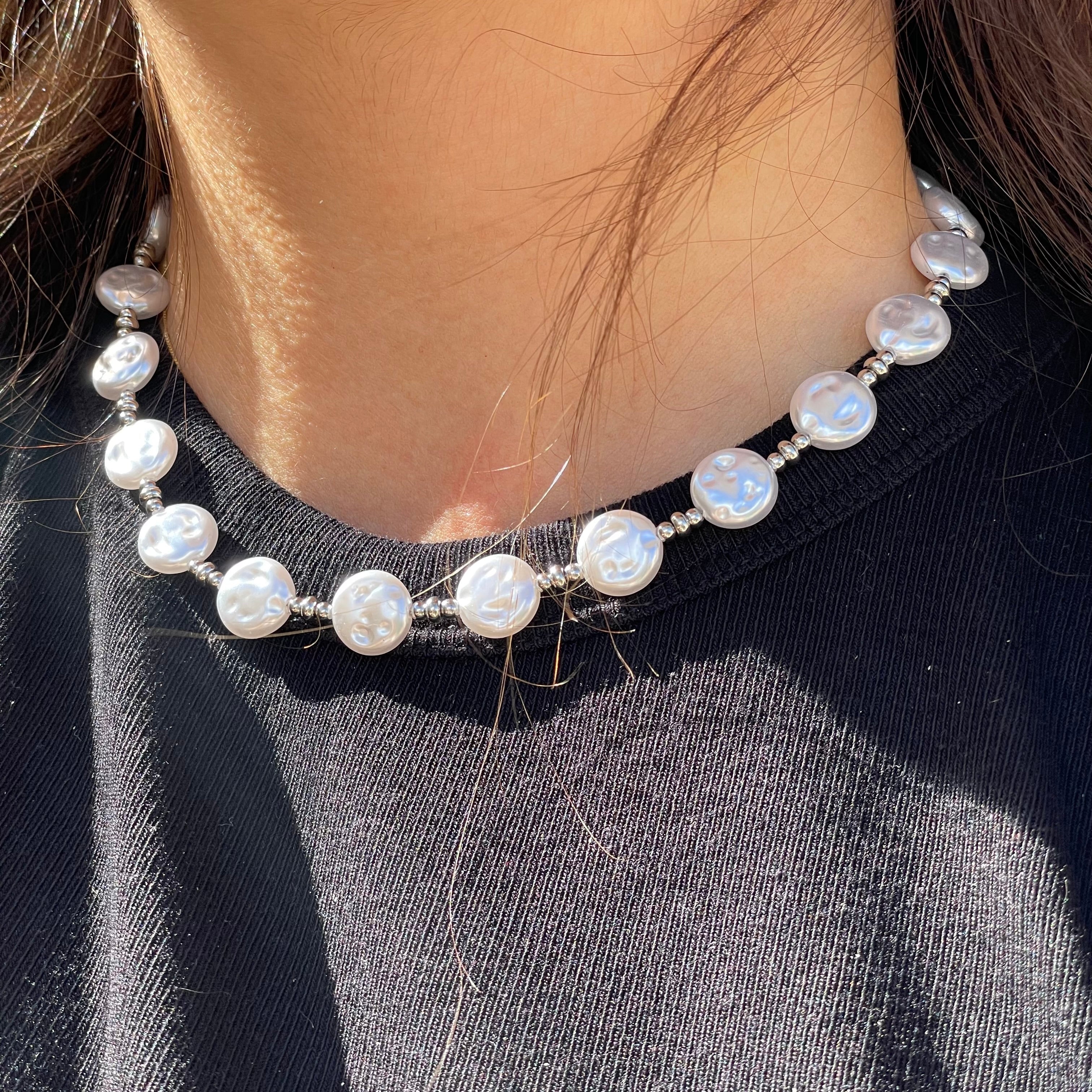 Collana di perle grandi in 2 colori