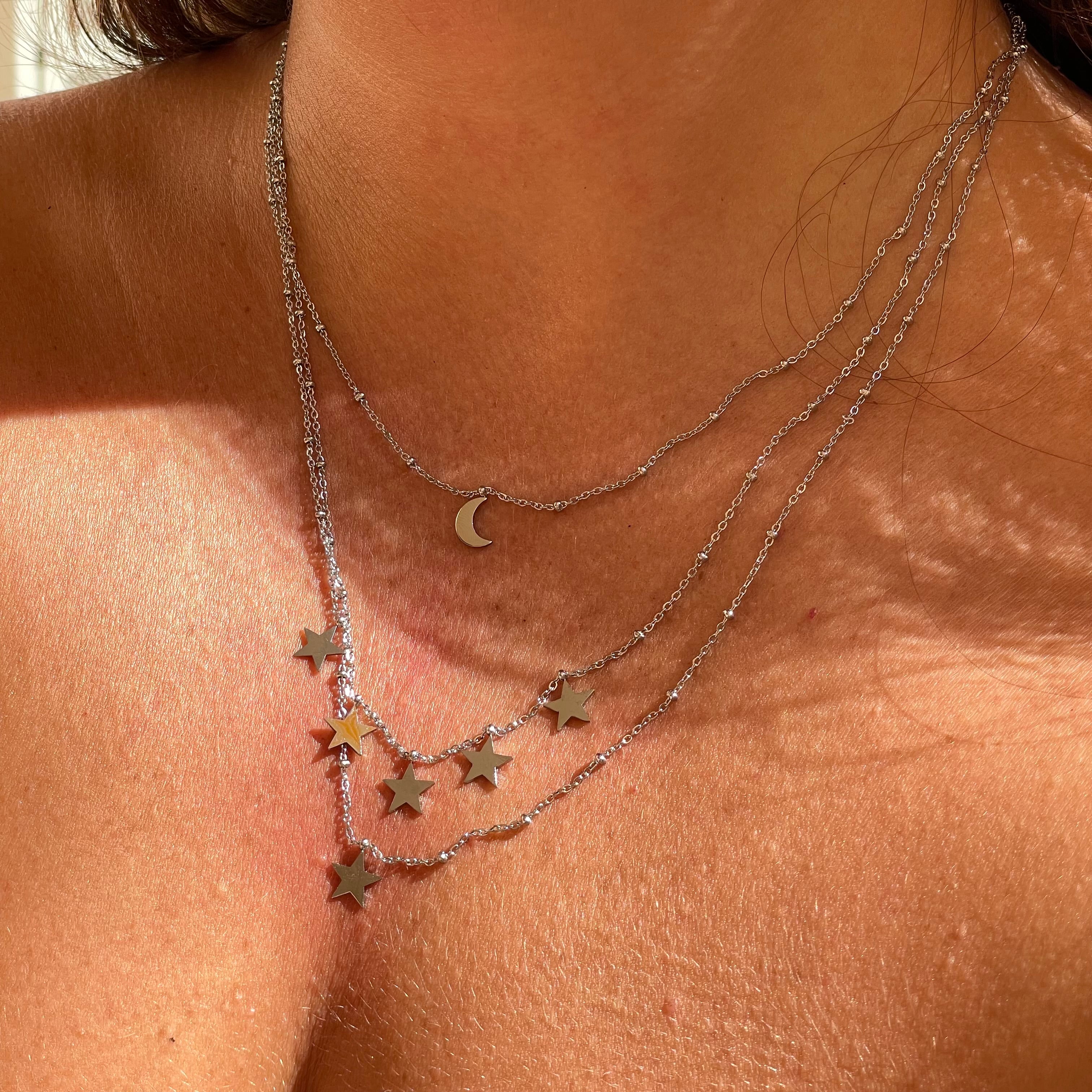 Collana galassia a tre giri in 2 colori