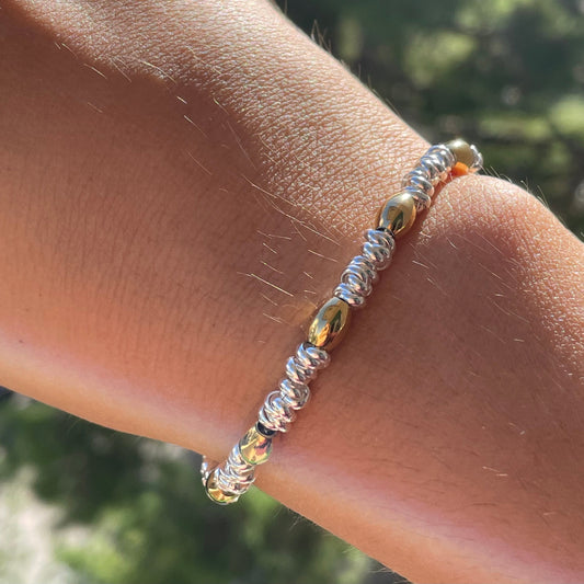 Bracciale perline ovali in 2 colori