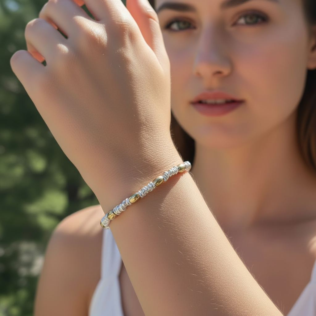 Bracciale pepite ovali in 2 colori