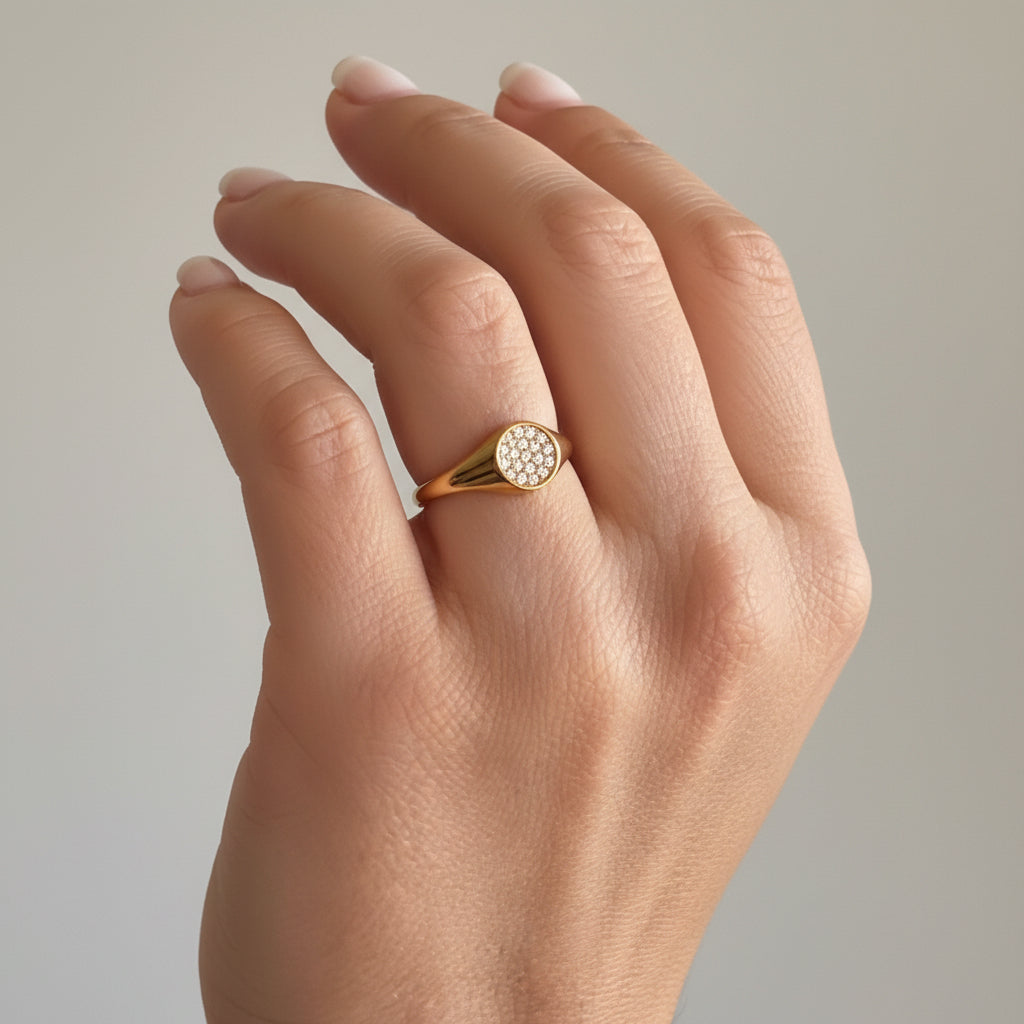 Anello Chevalier tondo glitter mini