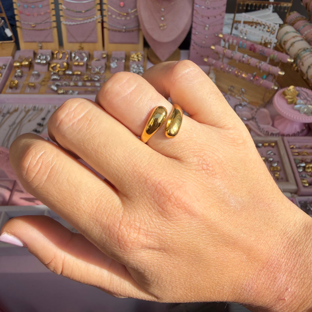 Anello doppia goccia piccolo in 2 colori