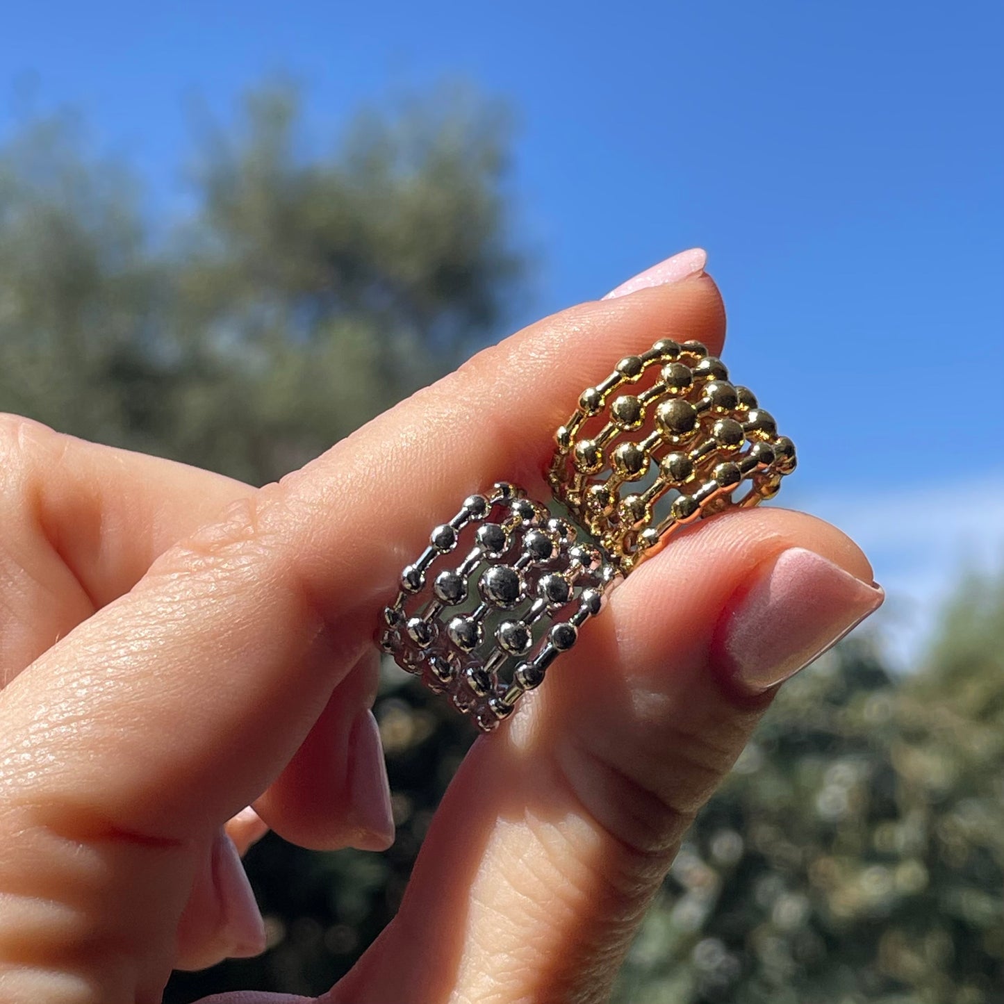 Ear cuff pallini a tre in 2 colori