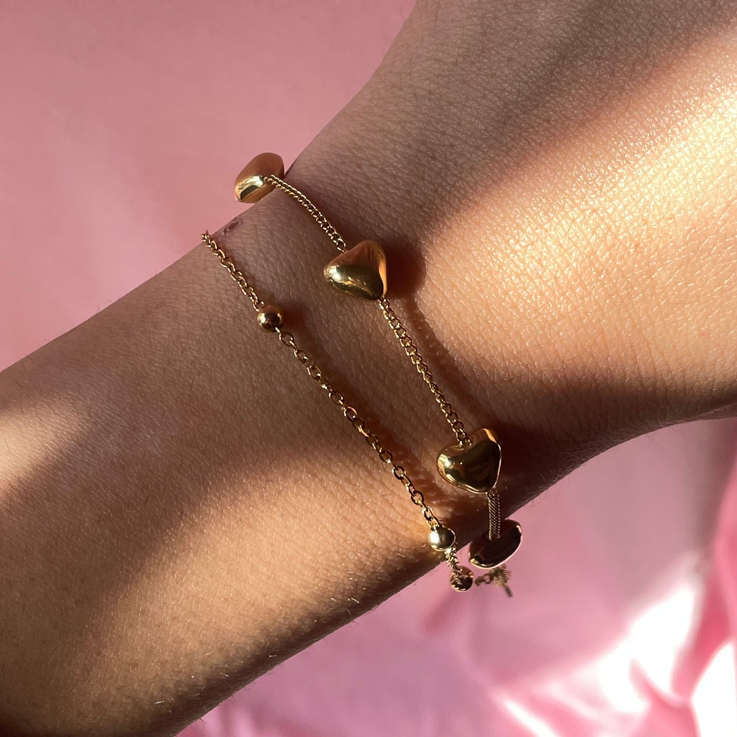 Bracciale cuori a due fili in 2 colori