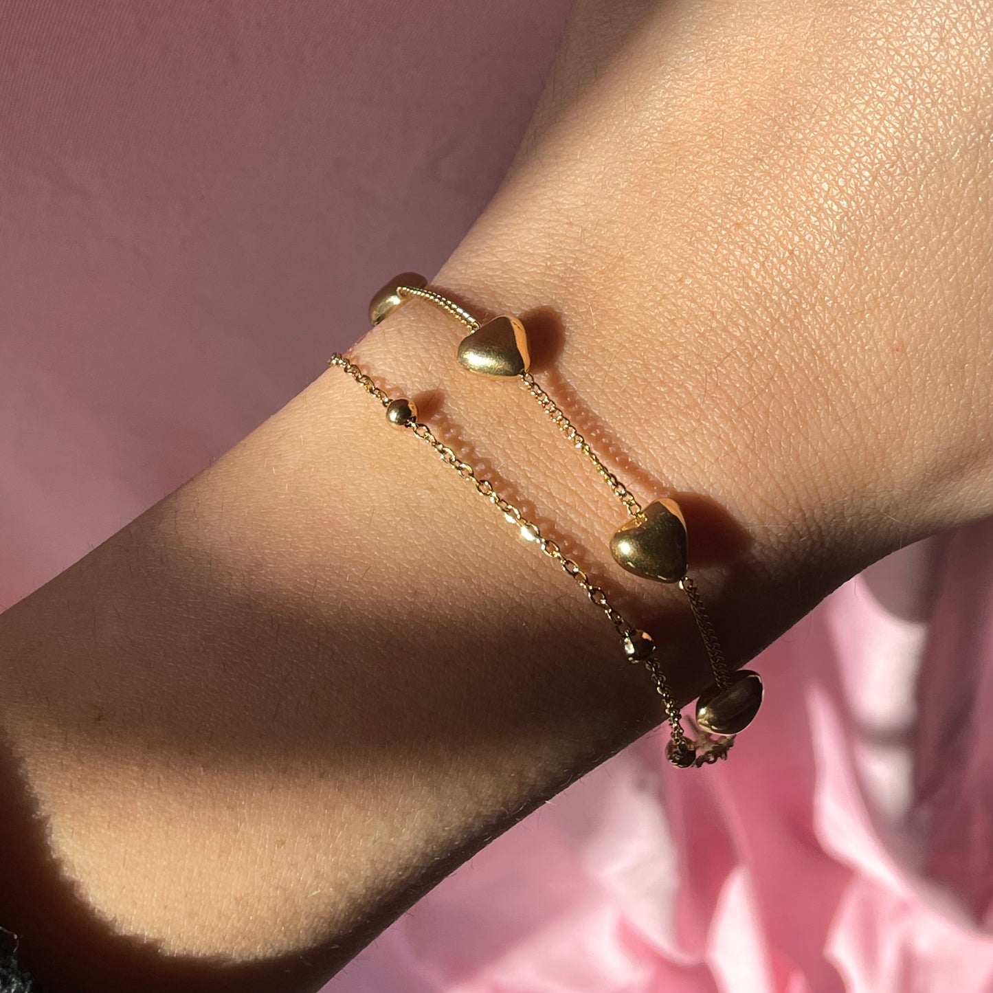 Bracciale cuori a due fili in 2 colori