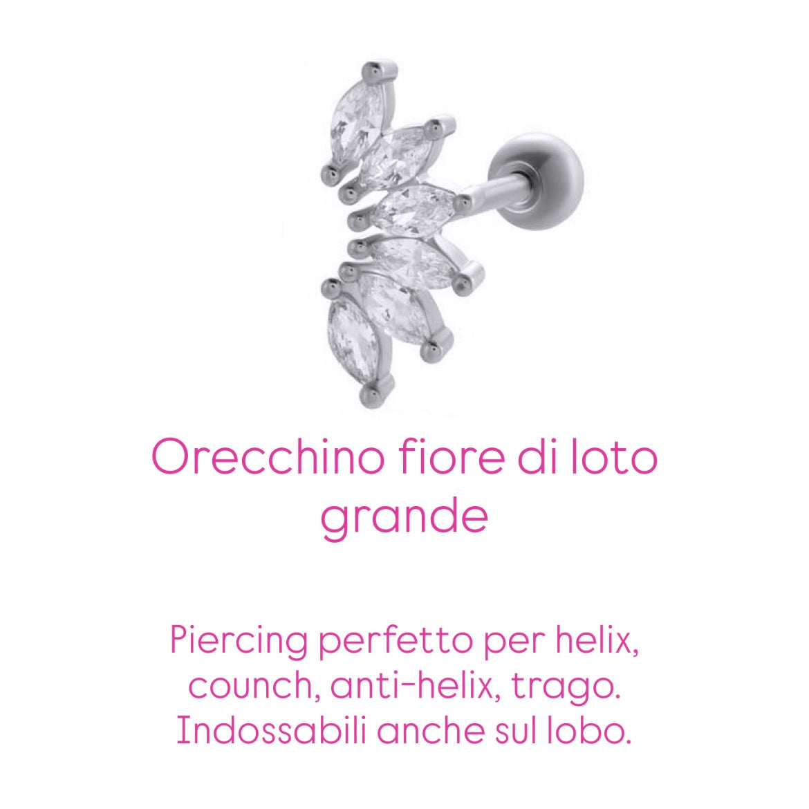 Orecchino fiore di loto grande in 2 colori
