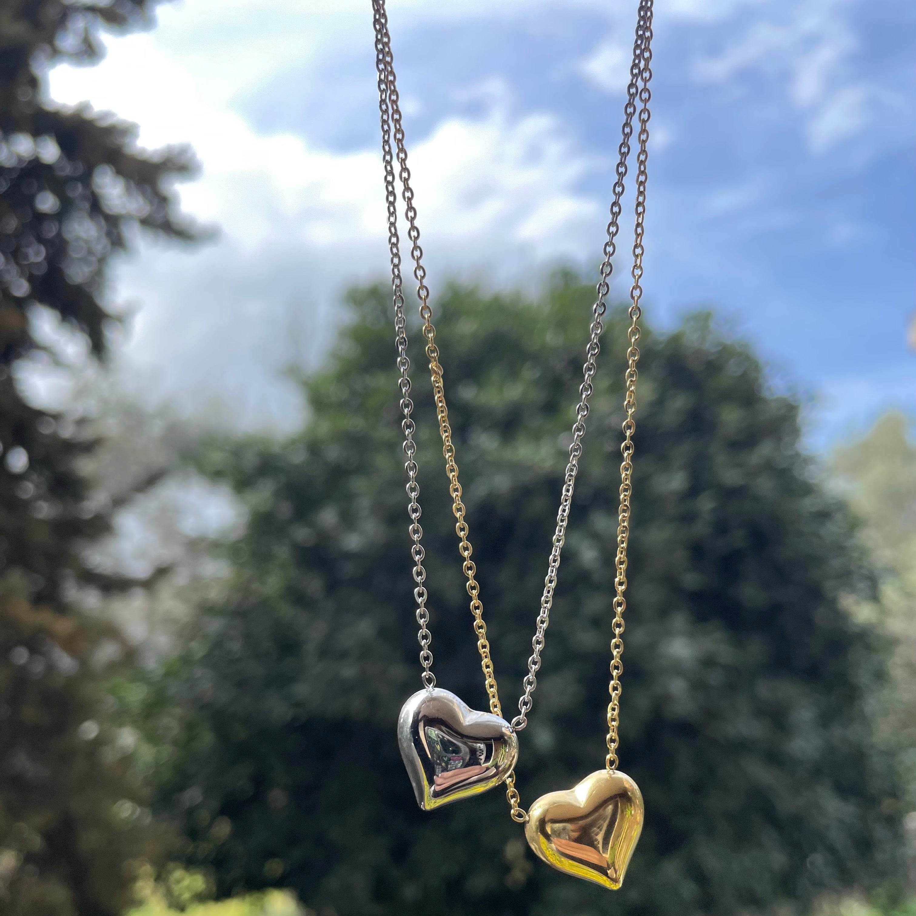 Collana cuore bombato in 2 colori