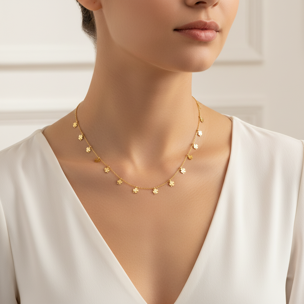 Collana quadrifogli in 2 colori