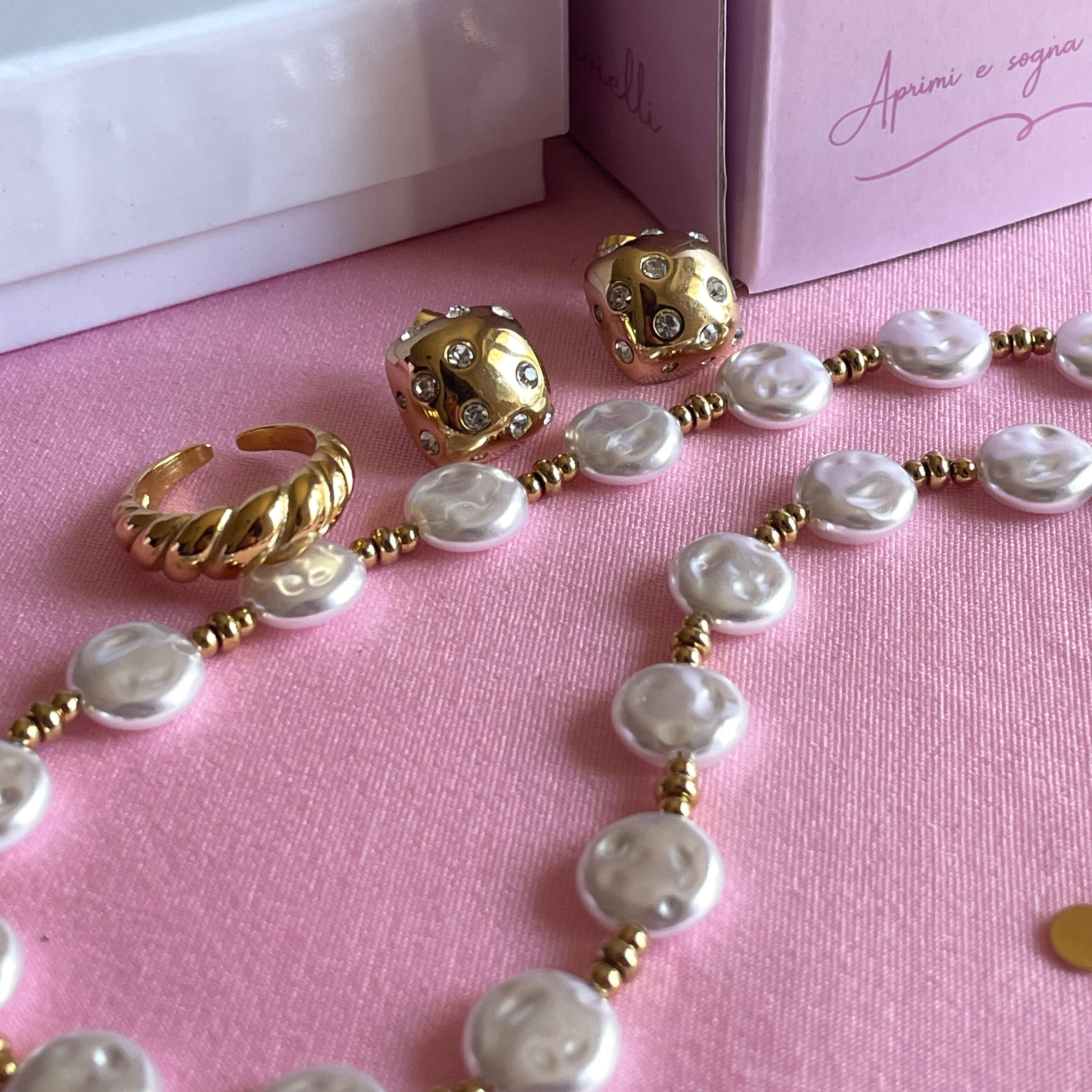 Collana di perle grandi in 2 colori