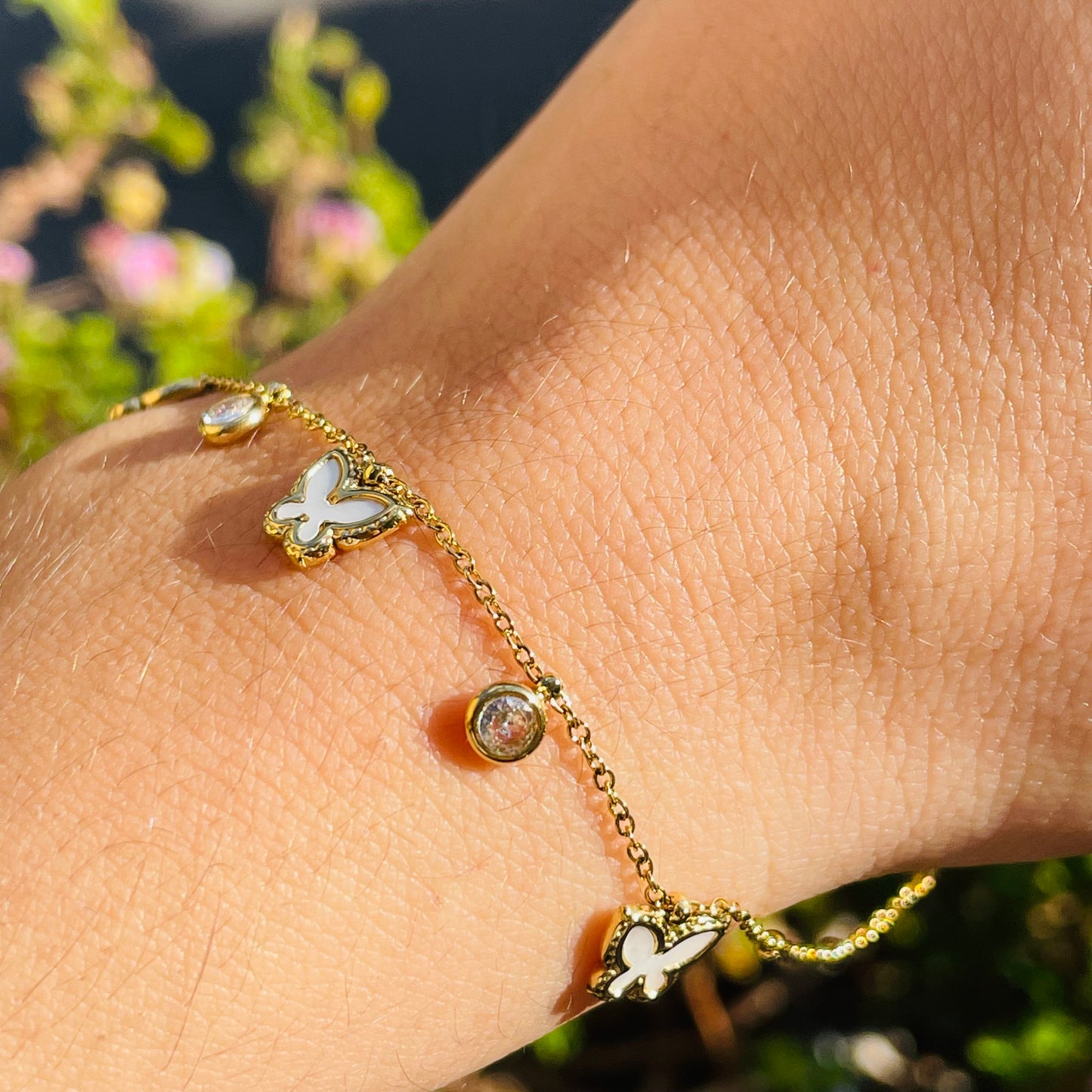 Bracciale farfalle perlate