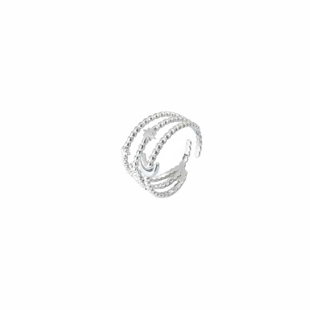 Anello con stelle, sole e luna in 2 colori