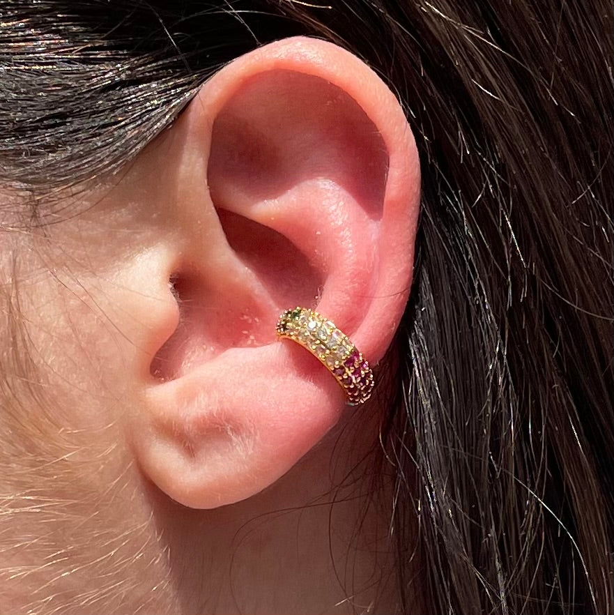Ear cuff mini con zirconi colorati in 4 colori