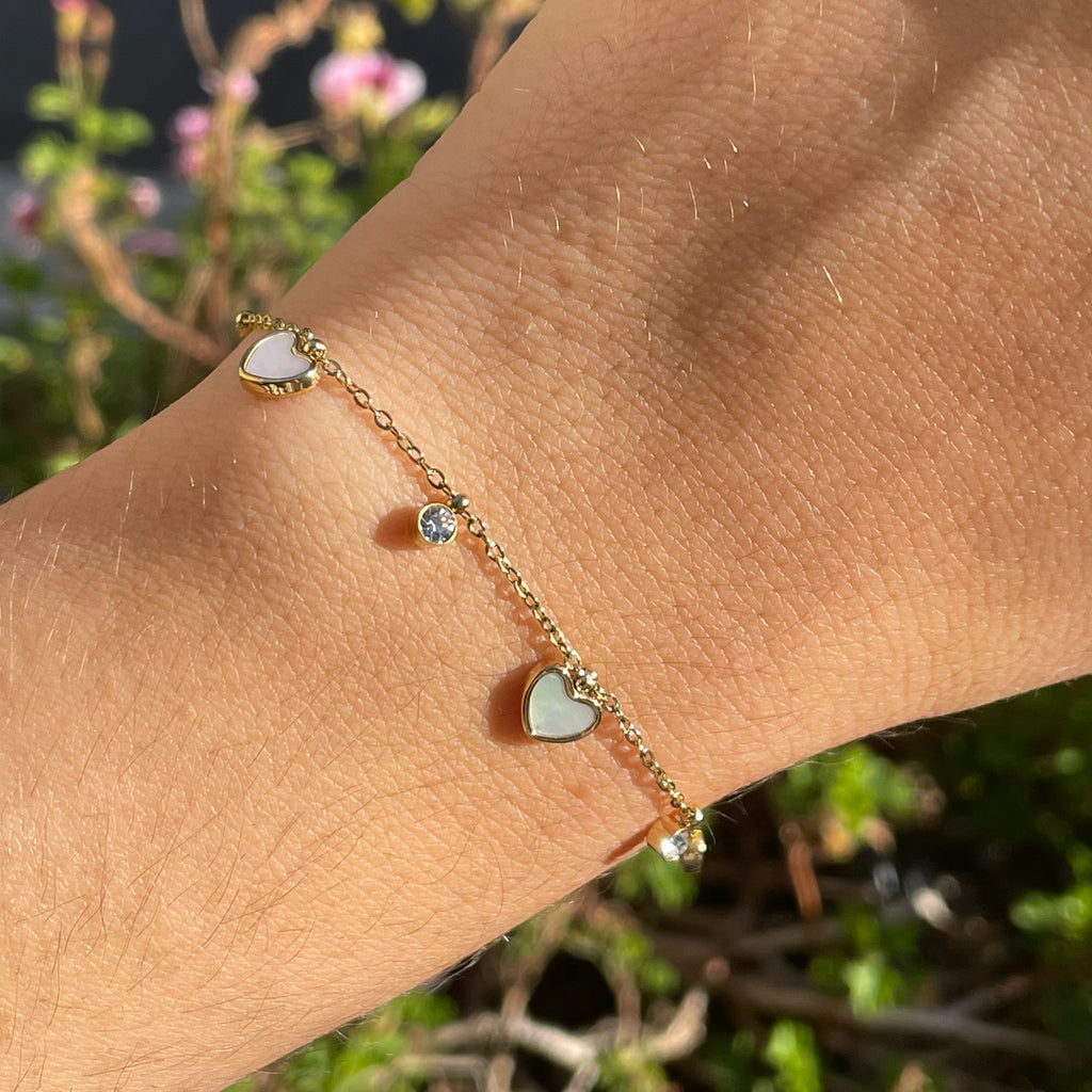 Bracciale cuoricini perlati