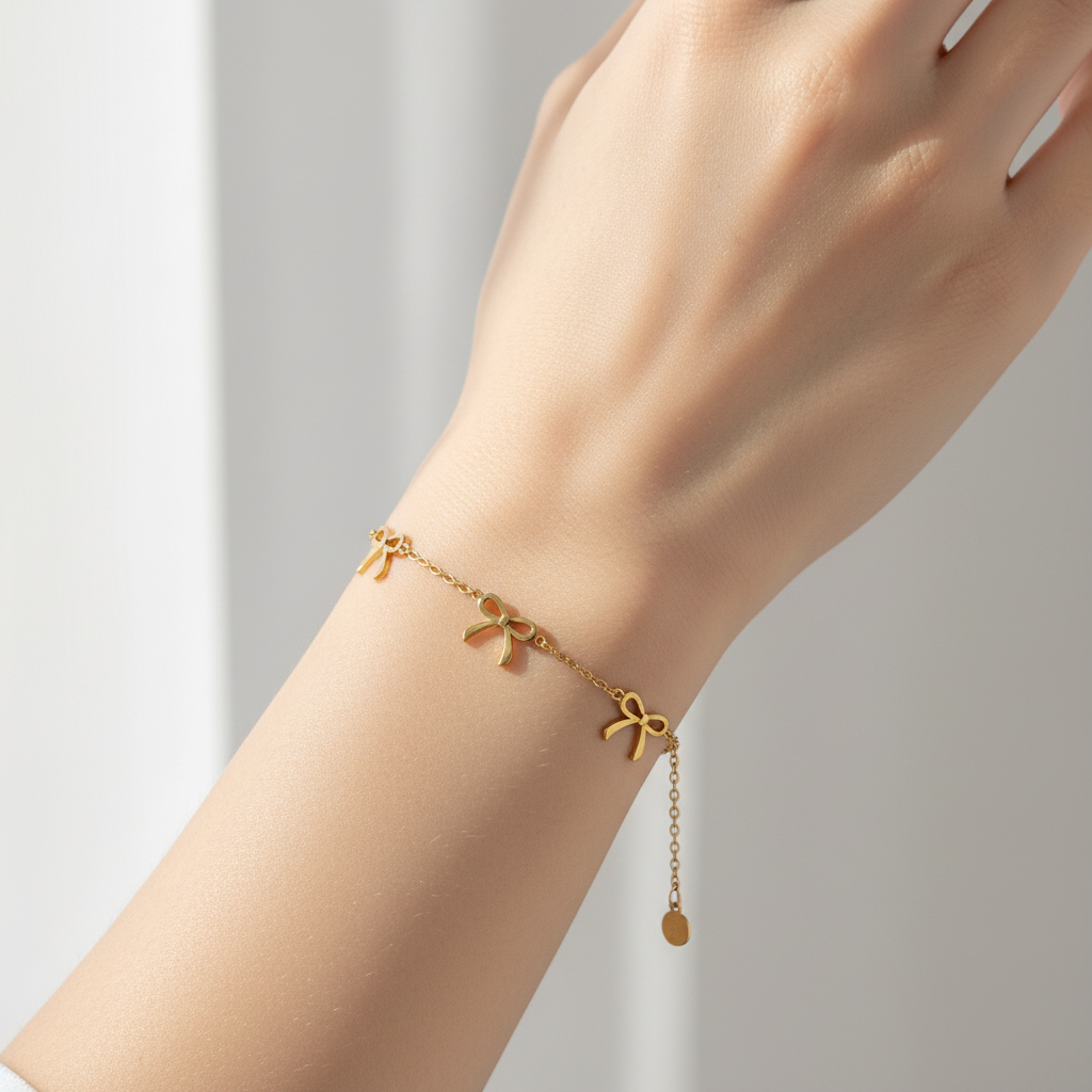 Bracciale tre fiocchetti in 2 colori