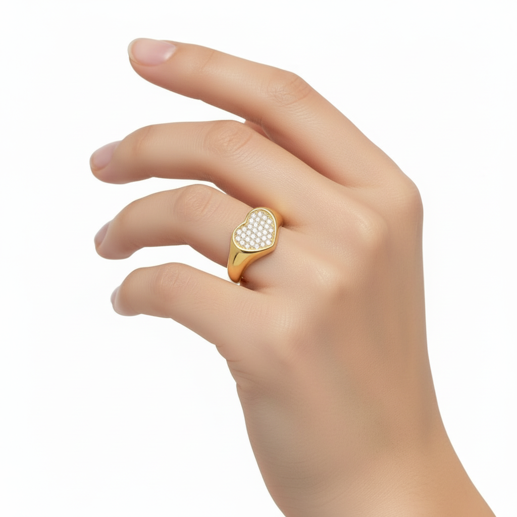 Anello Chevalier cuore glitter in 2 colori