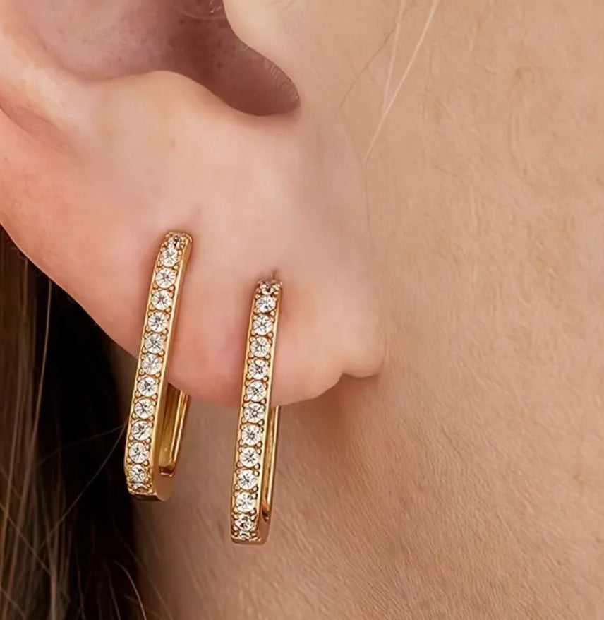 Orecchino rettangolo in 2 colori