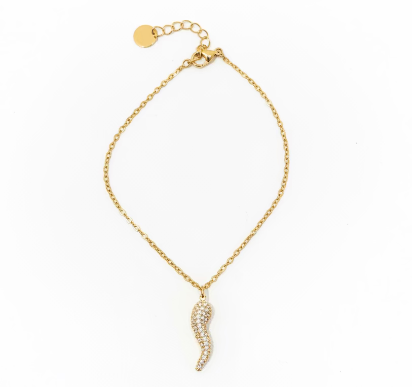 Bracciale cornetto portafortuna glitter