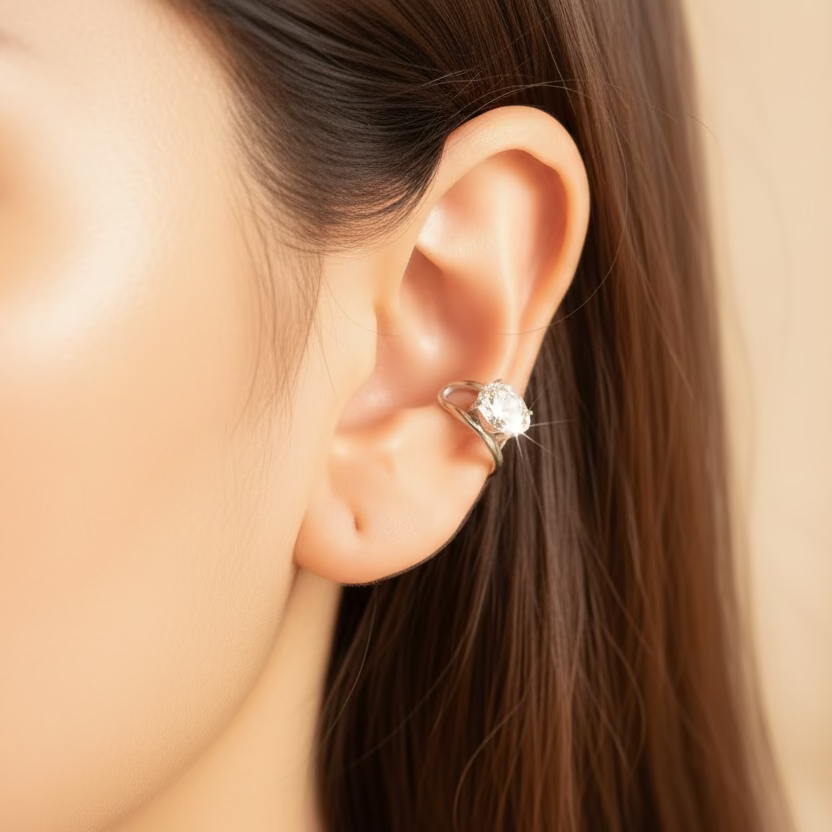 Ear cuff oval sparkling
