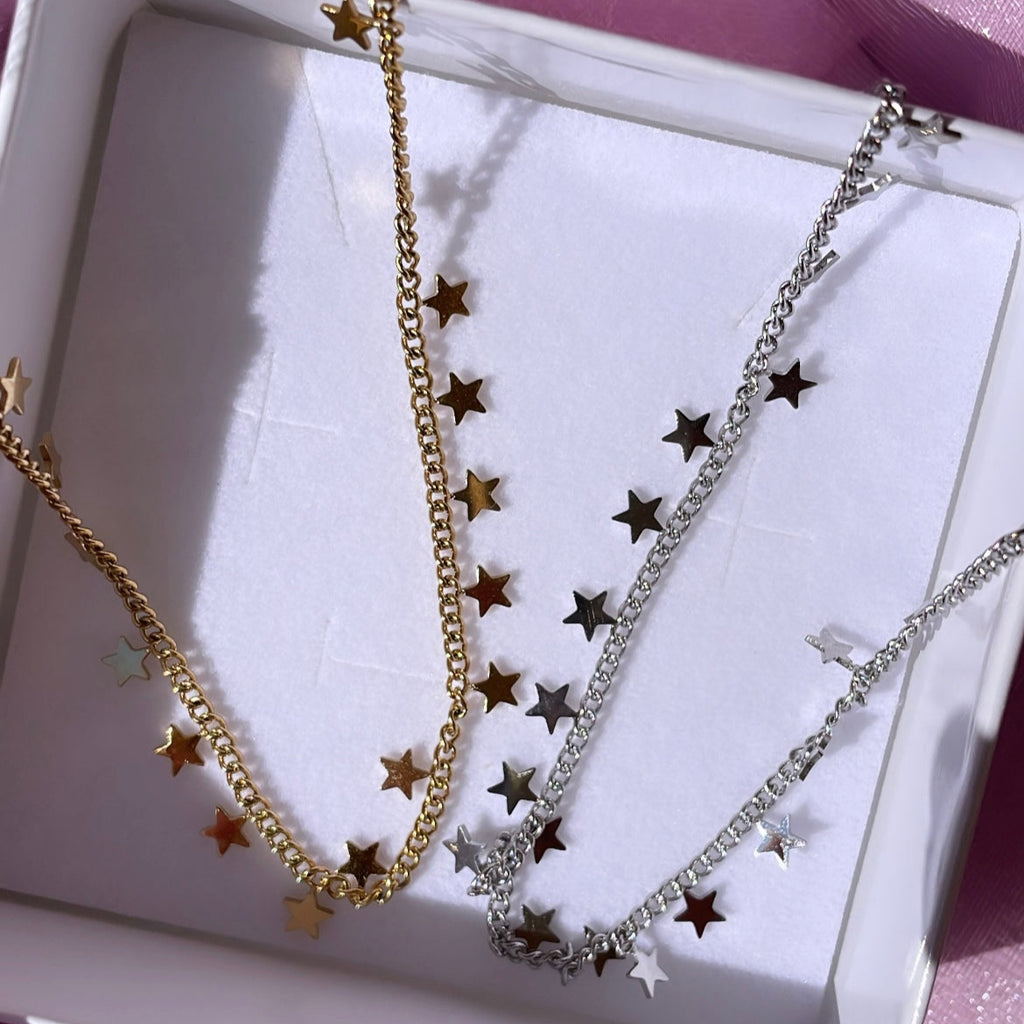 Collana con stelline in 2 colori