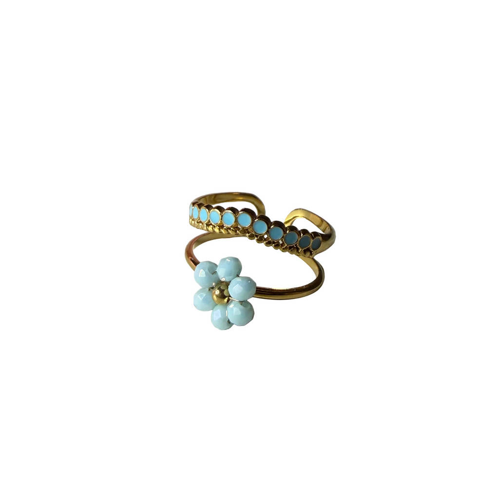 Anello fiorellino a due fasce in 4 colori